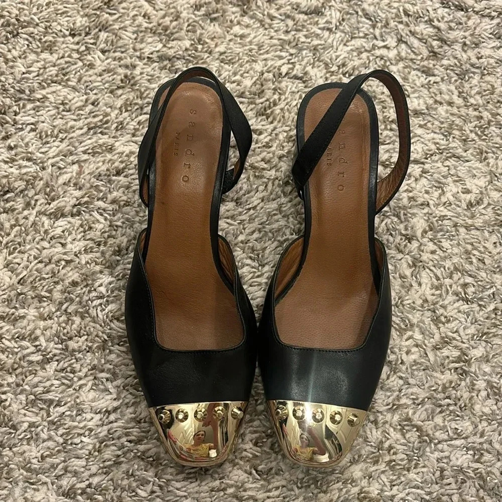 Sandro Linette Decorative Toe Leather Sandals - Picture 2 of 7